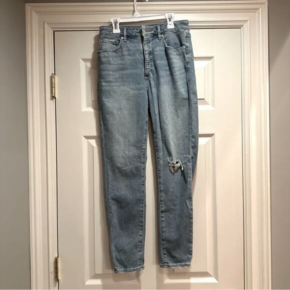 LOFT Curvy High Waist Skinny Jeans Blue Distressed NWT Size 6/28 6 28 - Picture 6 of 14